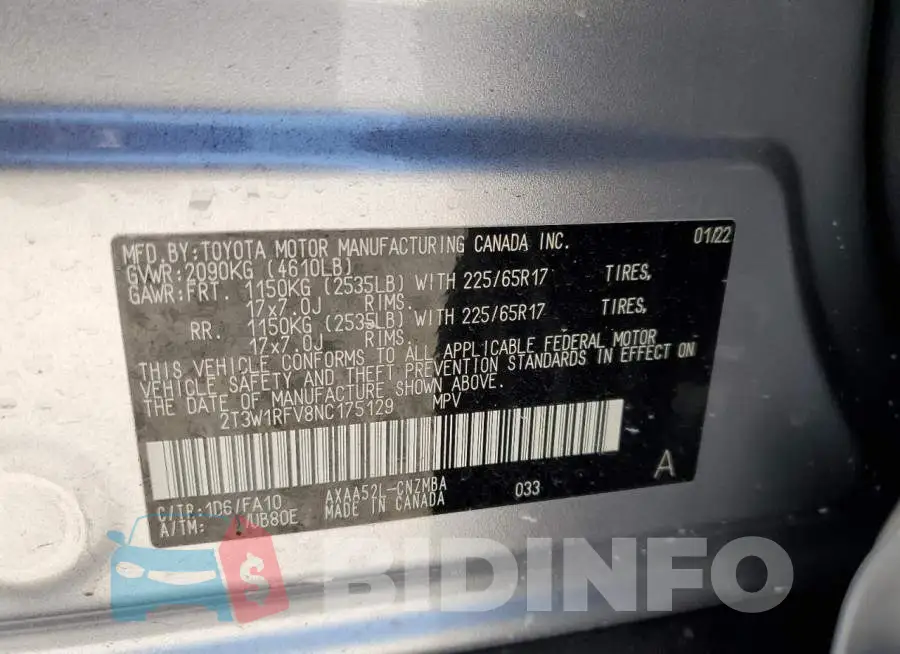 2T3W1RFV8NC175129 Photo# 10