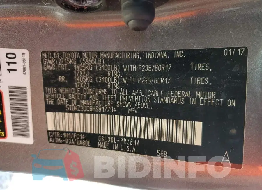 5TDKZ3DC8HS817794 Photo# 10