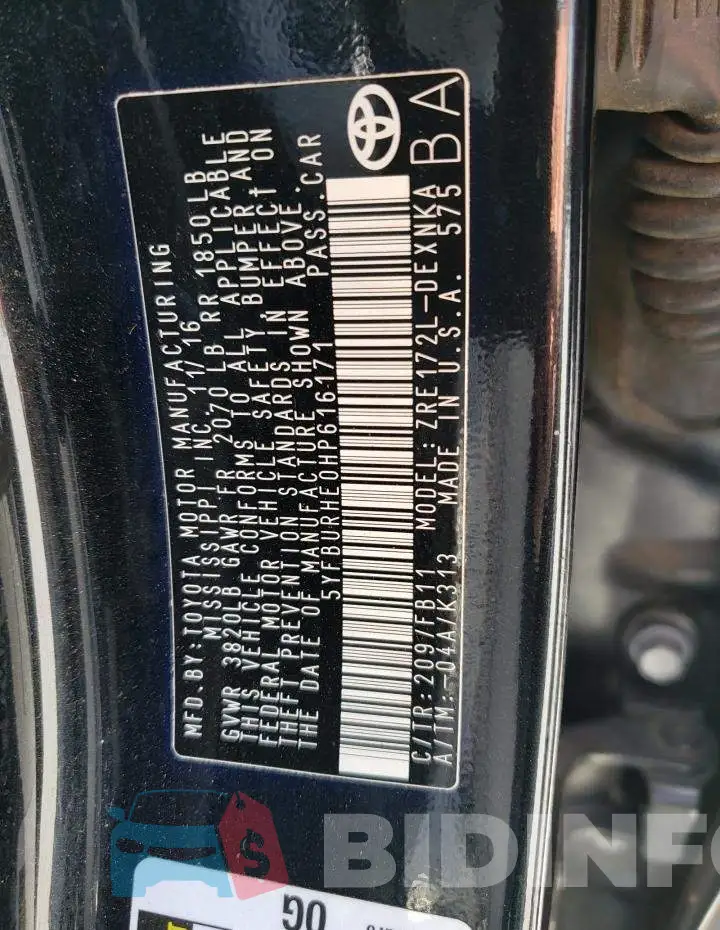 5YFBURHE0HP616171 Photo# 10