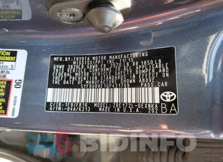 5YFBURHE1GP431769 Photo# 10