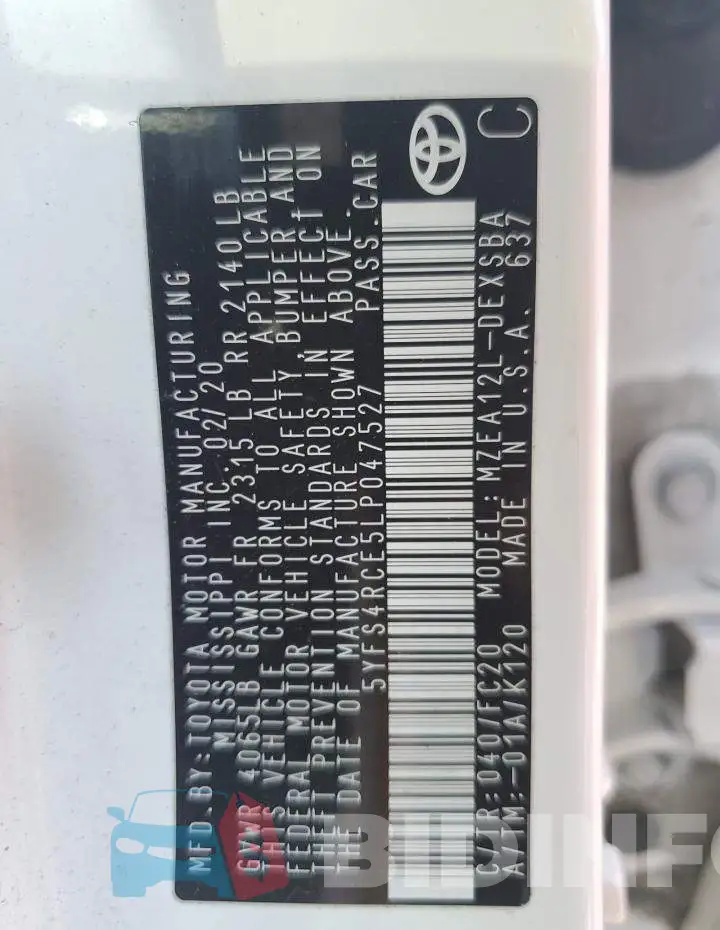 5YFS4RCE5LP047527 Photo# 10
