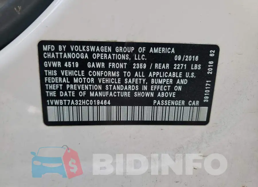 1VWBT7A32HC019464 Photo# 10