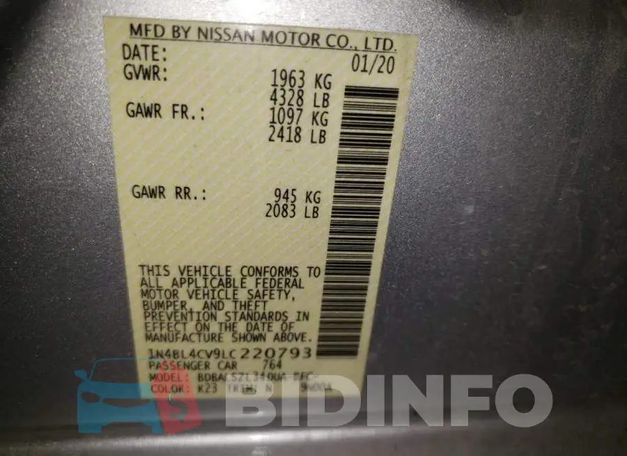 1N4BL4CV9LC220793 Photo# 10