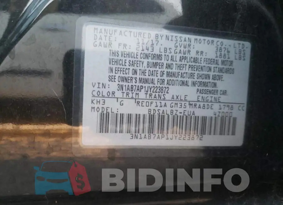3N1AB7AP1JY223872 Photo# 10