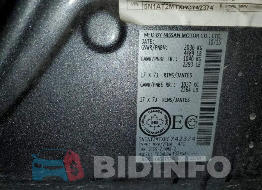 5N1AT2MTXHC742374 Photo# 10