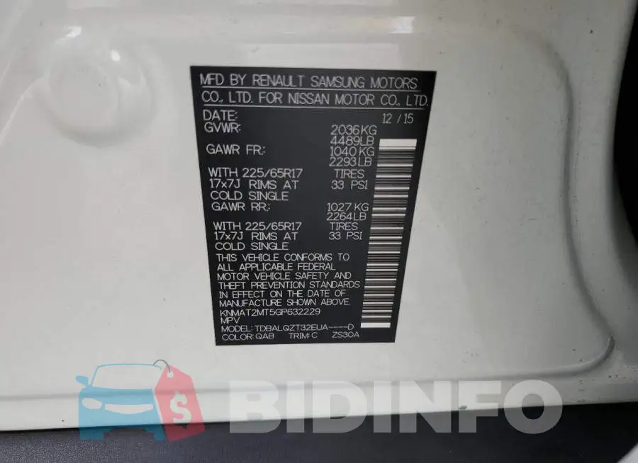 KNMAT2MT5GP632229 Photo# 10