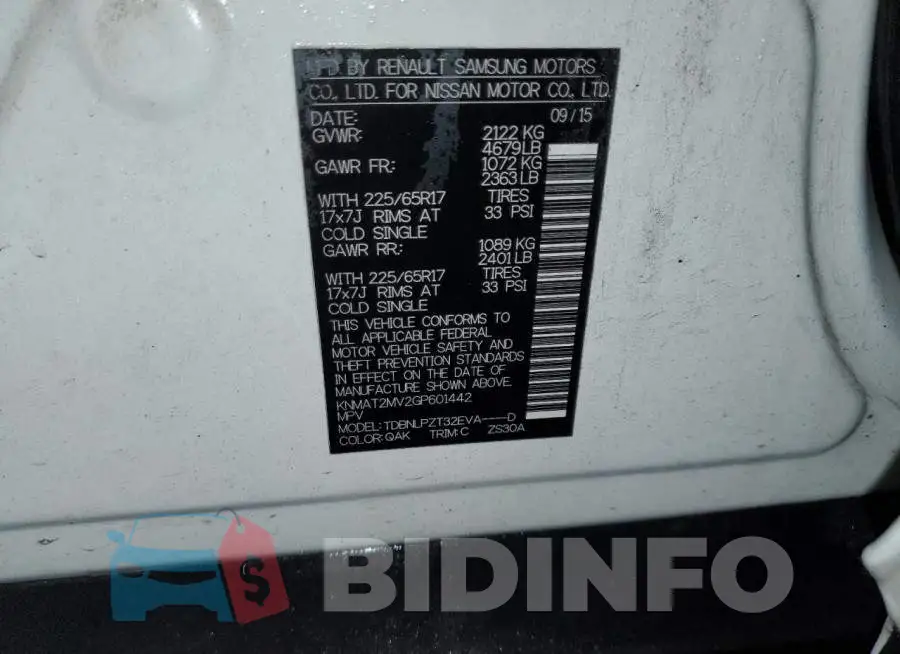 KNMAT2MV2GP601442 Photo# 10