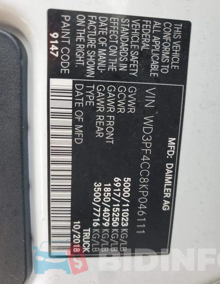 WD3PF4CC8KP046111 Photo# 13