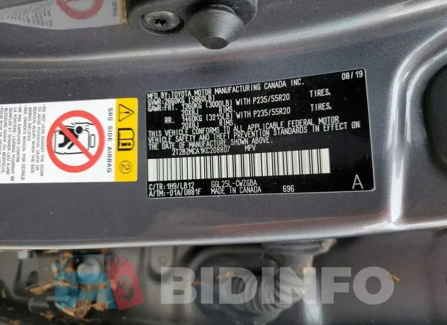 2T2BZMCA1KC208807 Photo# 10