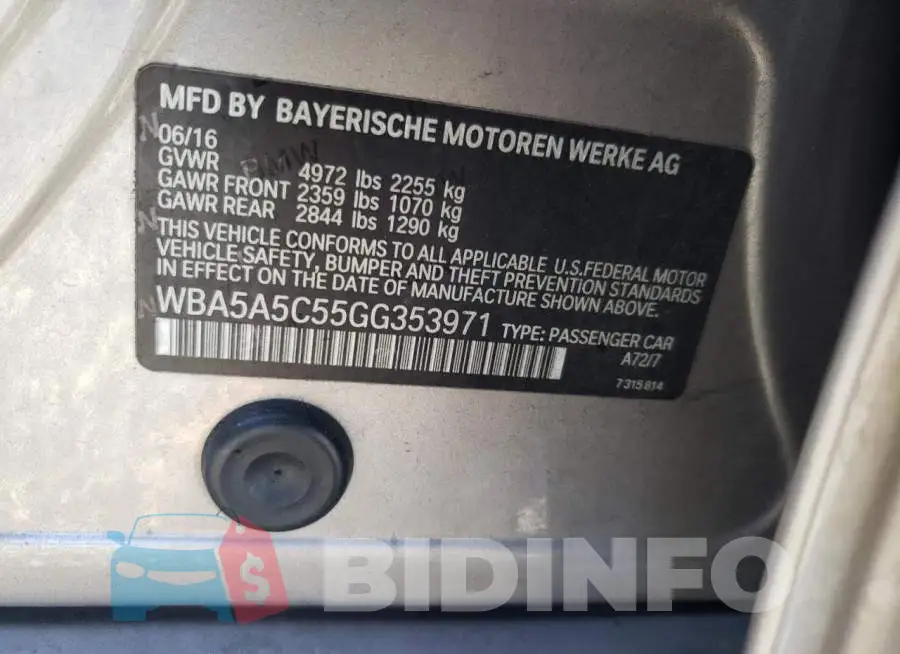 WBA5A5C55GG353971 Photo# 10
