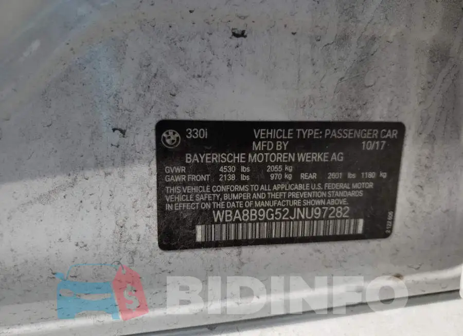 WBA8B9G52JNU97282 Photo# 10