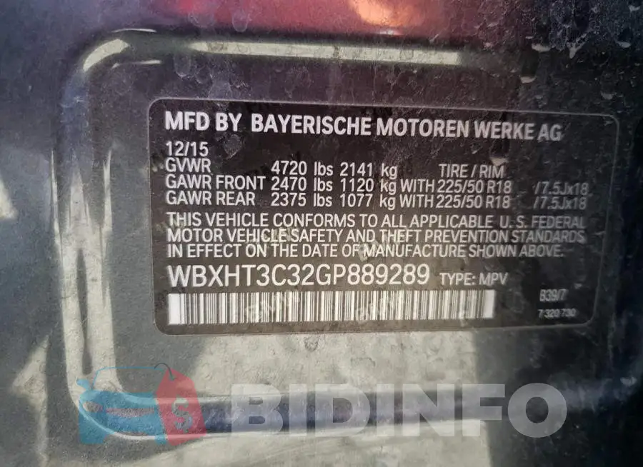 WBXHT3C32GP889289 Photo# 13