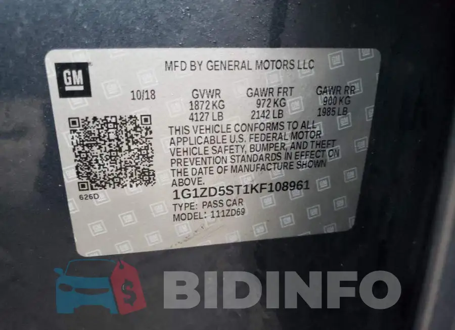 1G1ZD5ST1KF108961 Photo# 10