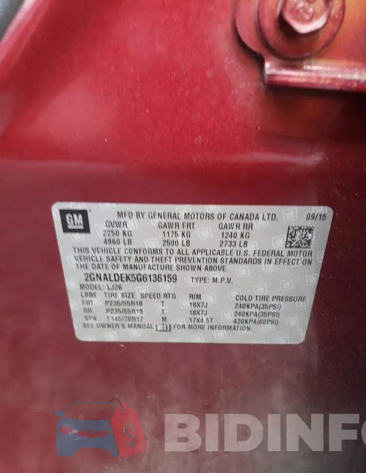 2GNALDEK5G6136159 Photo# 10