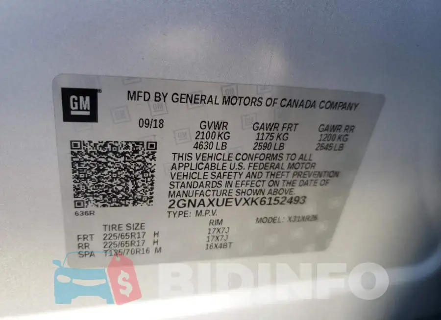 2GNAXUEVXK6152493 Photo# 10