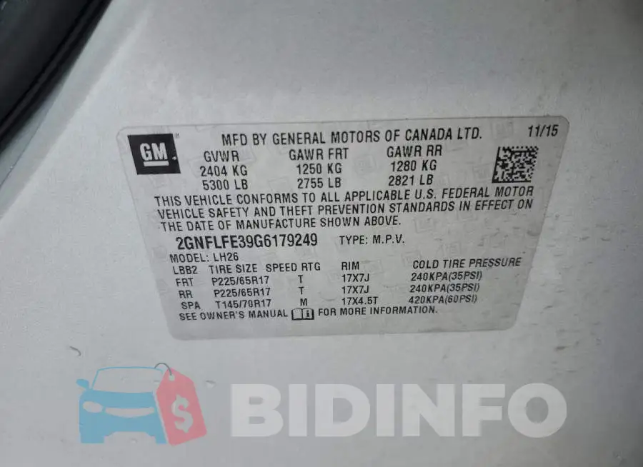 2GNFLFE39G6179249 Photo# 13