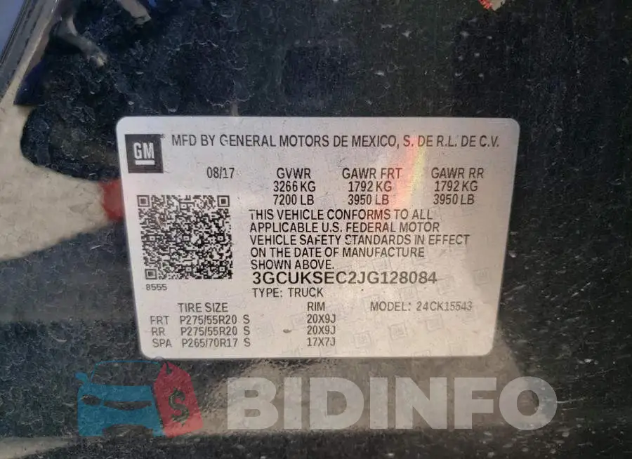 3GCUKSEC2JG128084 Photo# 10