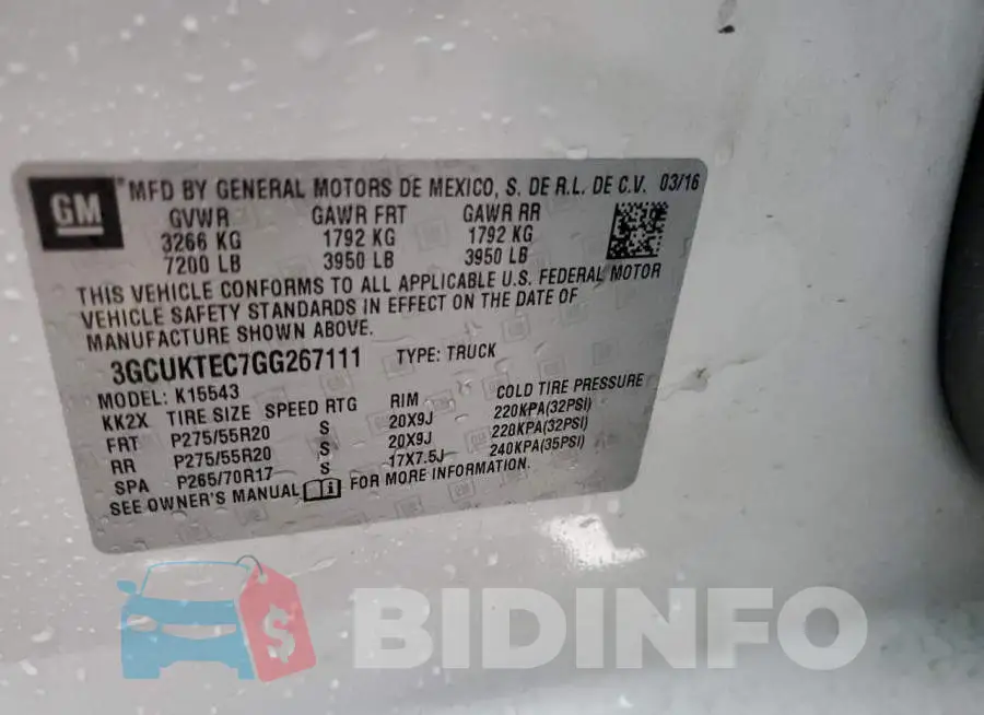 3GCUKTEC7GG267111 Photo# 12