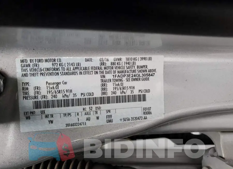 1FADP3E24GL305847 Photo# 12
