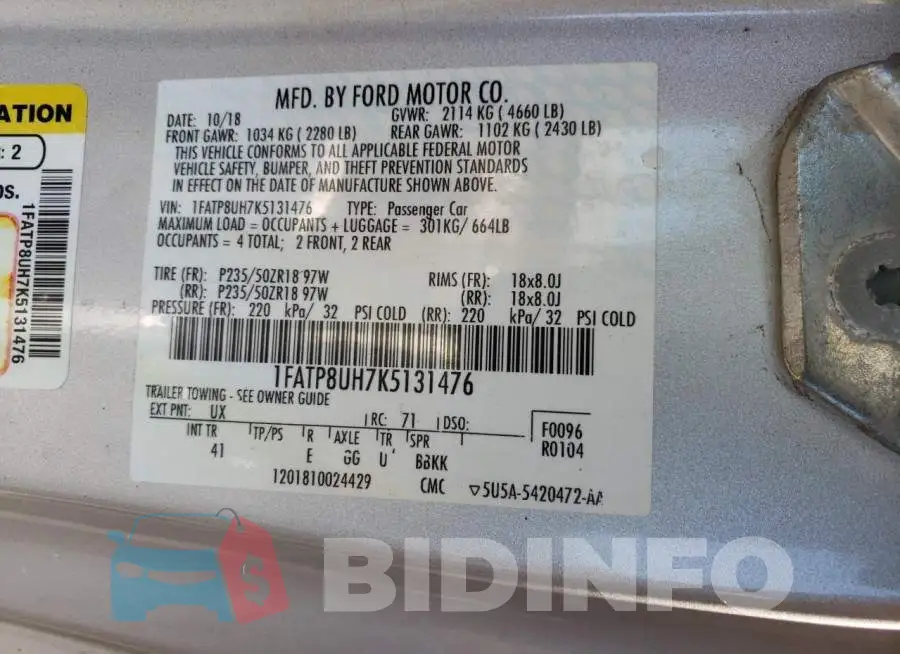1FATP8UH7K5131476 Photo# 12