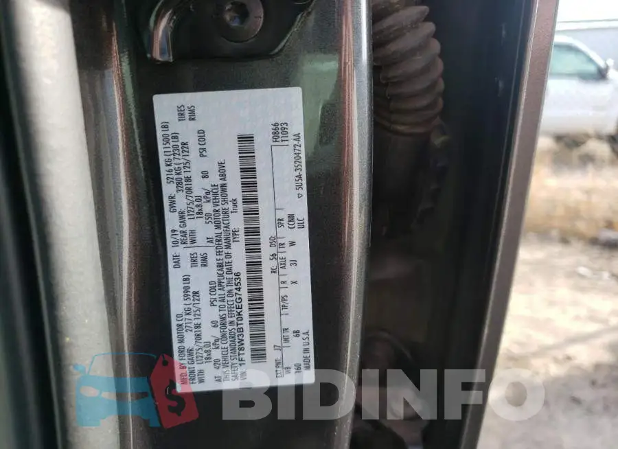 1FT8W3BT0KEG74536 Photo# 10