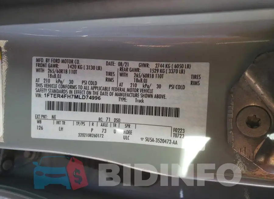 1FTER4FH7MLD74996 Photo# 13