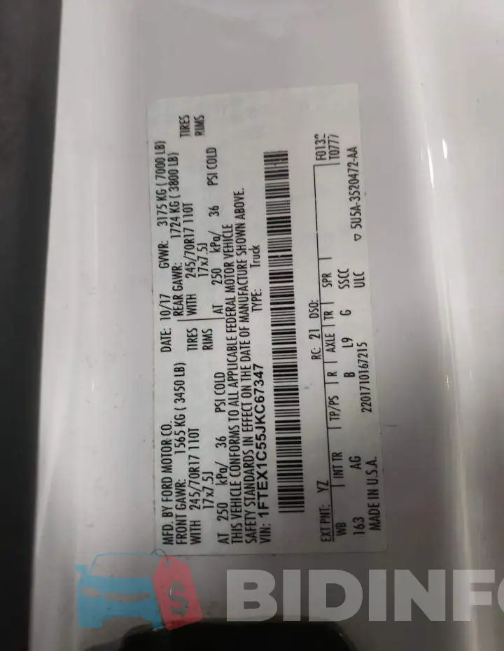 1FTEX1C55JKC67347 Photo# 10