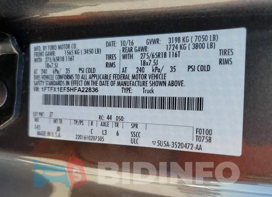 1FTFX1EF5HFA22836 Photo# 10