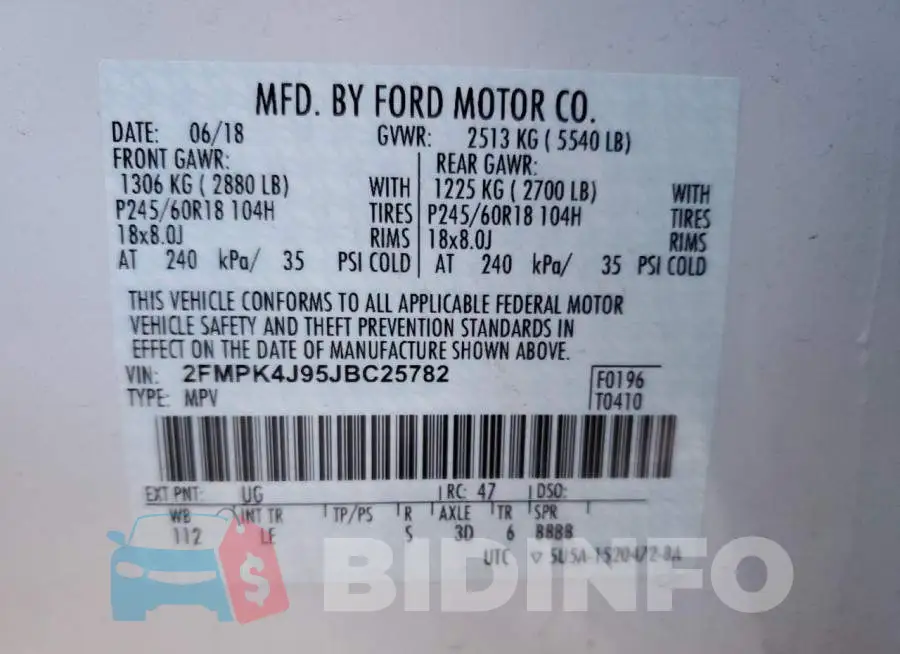 2FMPK4J95JBC25782 Photo# 10