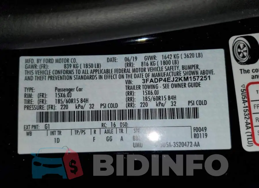 3FADP4EJ2KM157251 Photo# 10