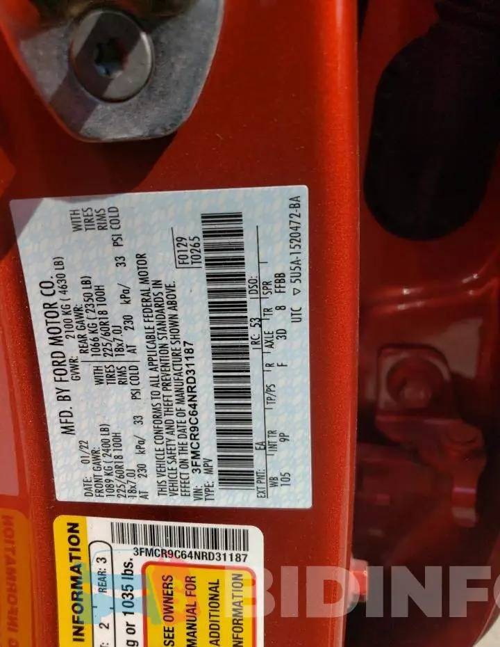 3FMCR9C64NRD31187 Photo# 10
