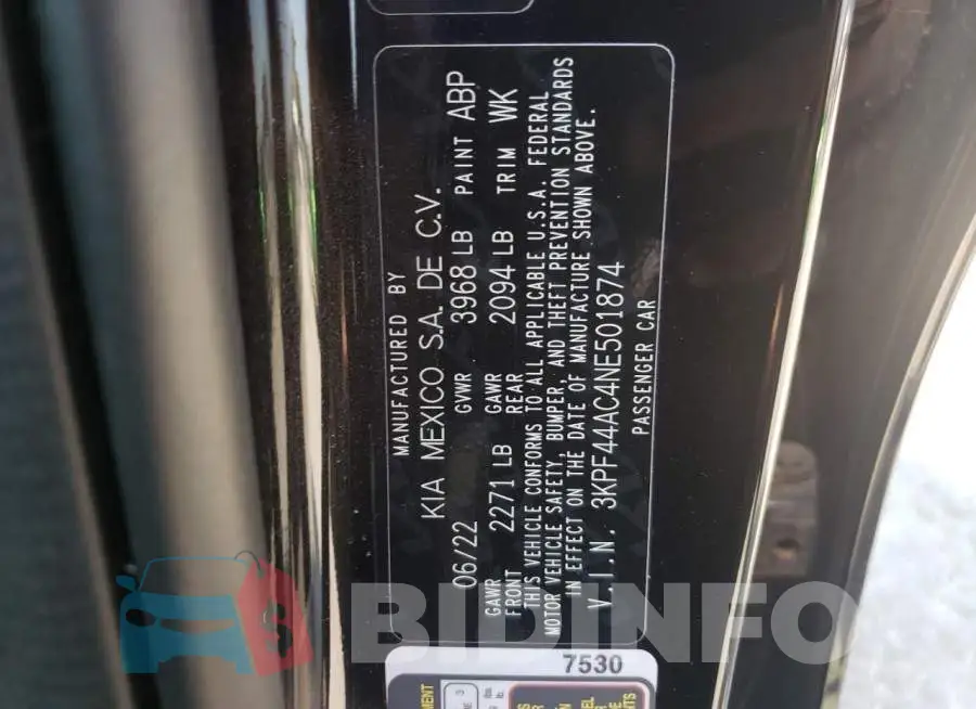 3KPF44AC4NE501874 Photo# 10