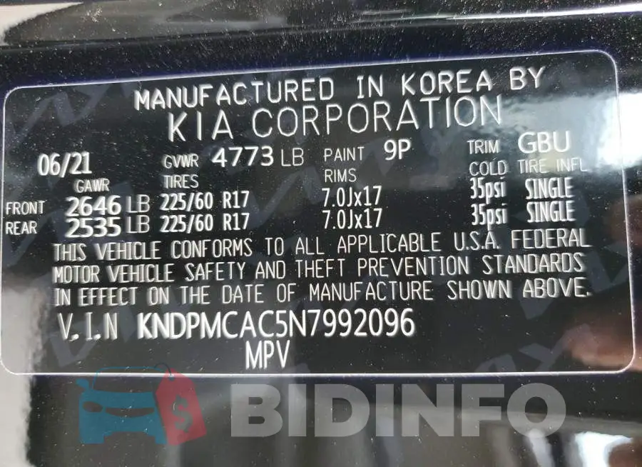 KNDPMCAC5N7992096 Photo# 10