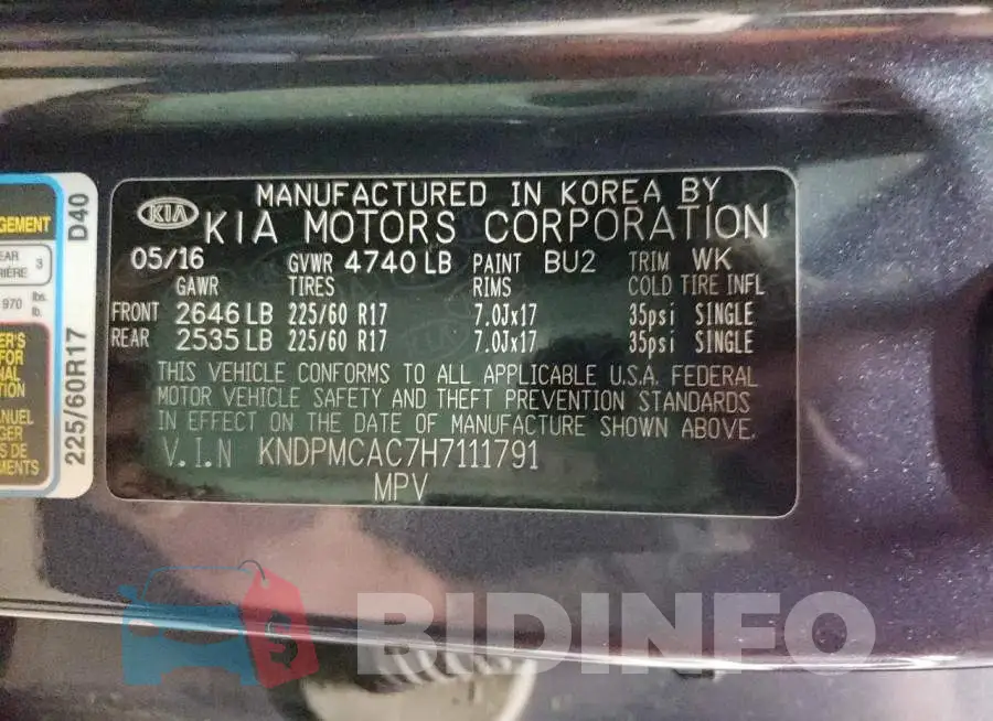 KNDPMCAC7H7111791 Photo# 10