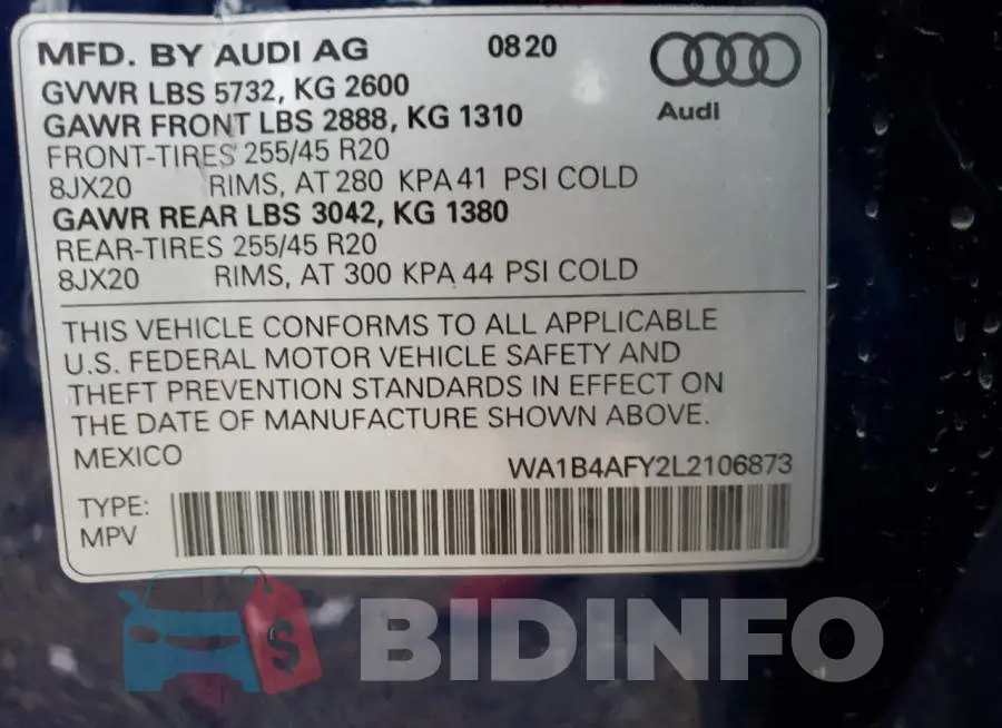 WA1B4AFY2L2106873 Photo# 13