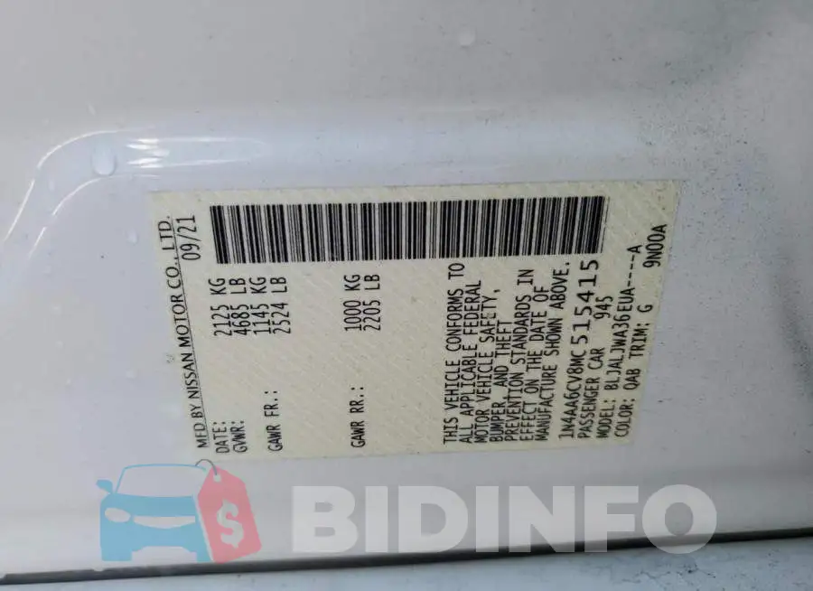 1N4AA6CV8MC515415 Photo# 10
