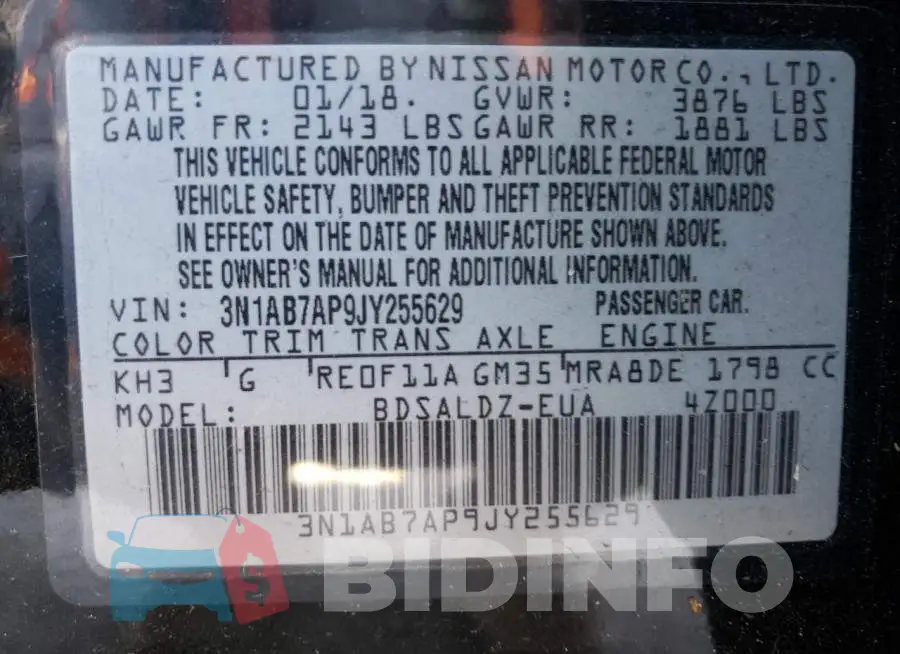 3N1AB7AP9JY255629 Photo# 10
