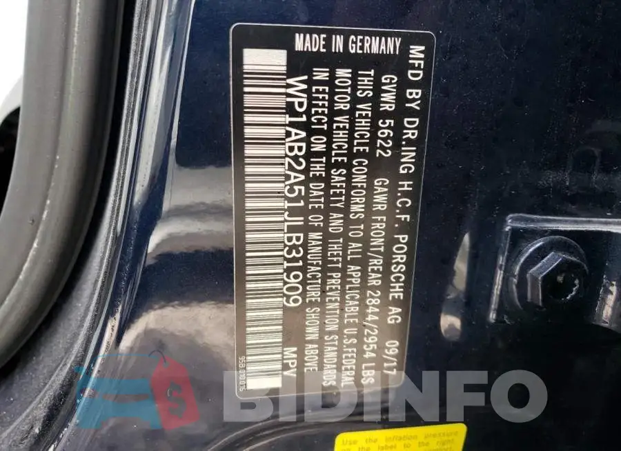 WP1AB2A51JLB31909 Photo# 10