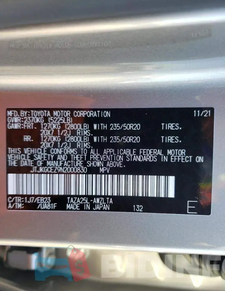 JTJKGCEZ9N2000830 Photo# 10