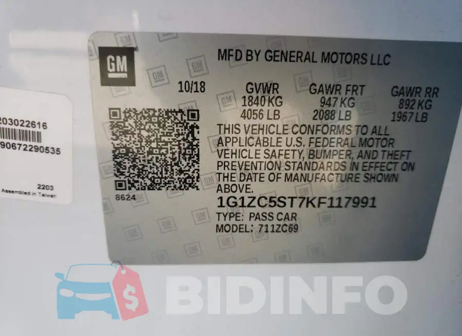 1G1ZC5ST7KF117991 Photo# 10