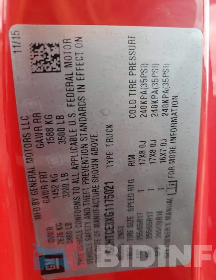 1GCHTCE3XG1175021 Photo# 12
