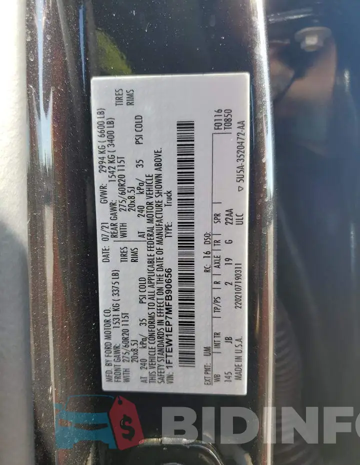 1FTEW1EP7MFB90656 Photo# 10
