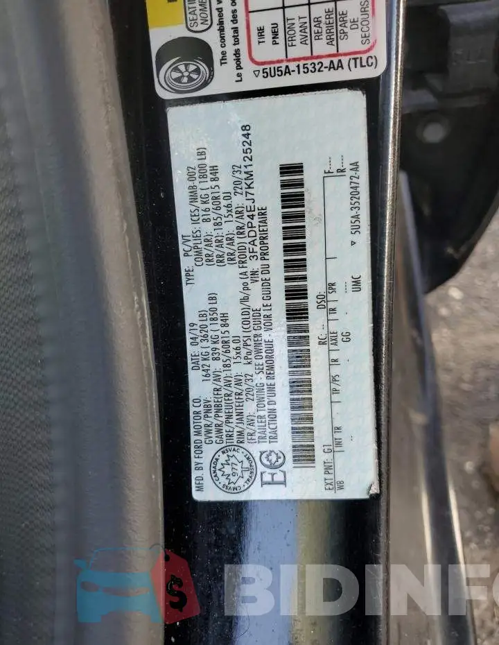3FADP4EJ7KM125248 Photo# 10