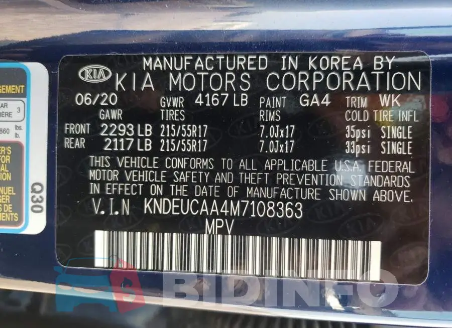 KNDEUCAA4M7108363 Photo# 10