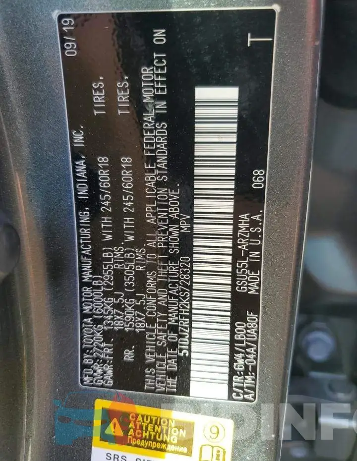 5TDJZRFH2KS728320 Photo# 10