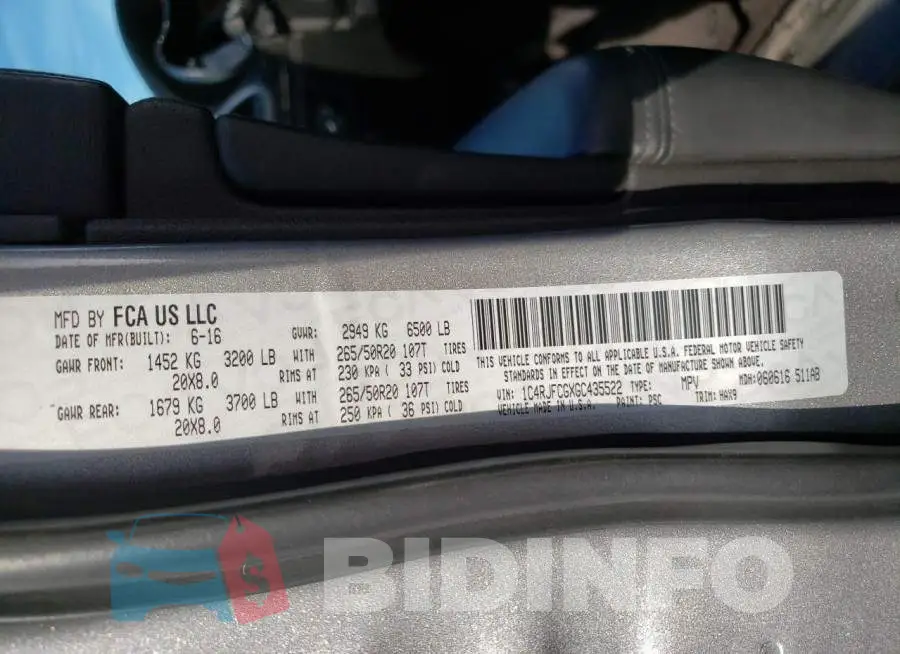 1C4RJFCGXGC435522 Photo# 13