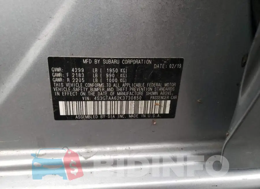 4S3GTAA62K3730850 Photo# 12
