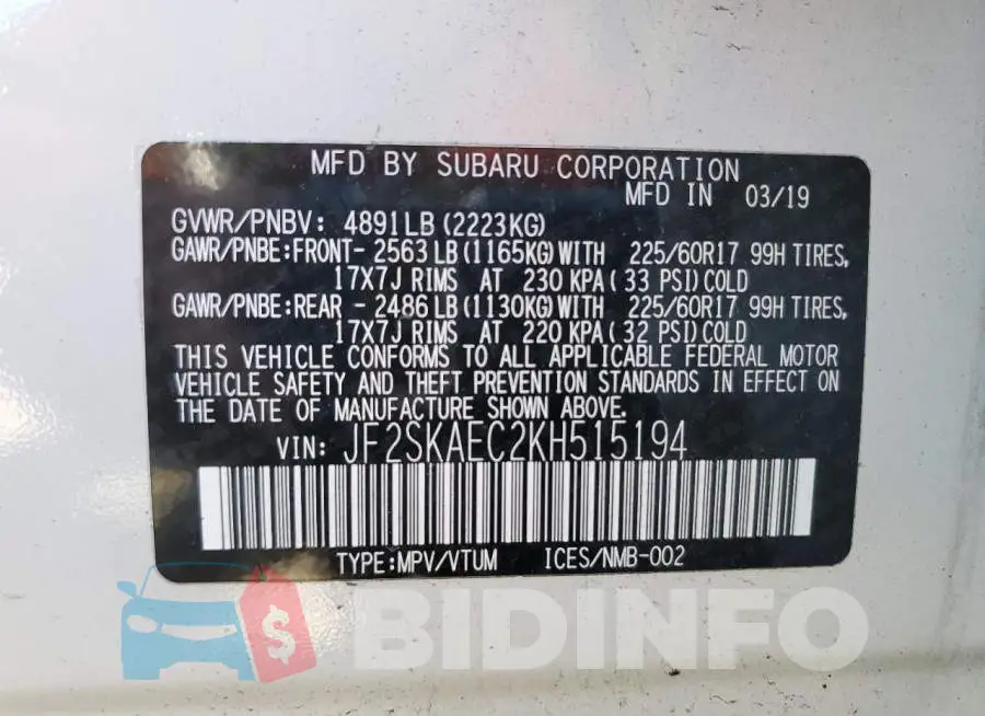 JF2SKAEC2KH515194 Photo# 10