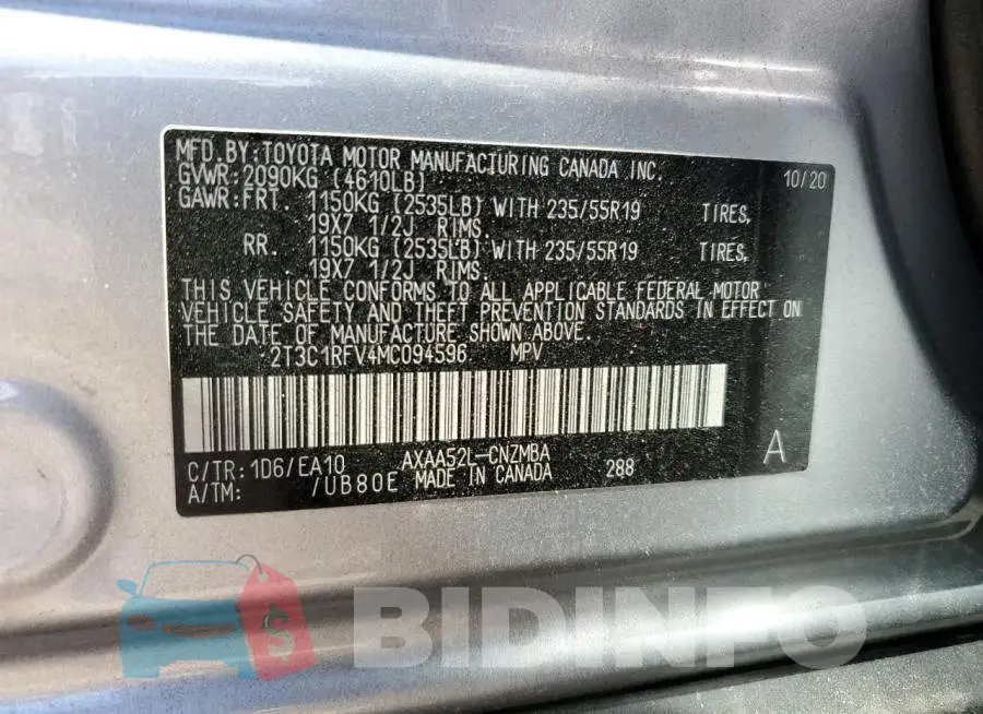 2T3C1RFV4MC094596 Photo# 10