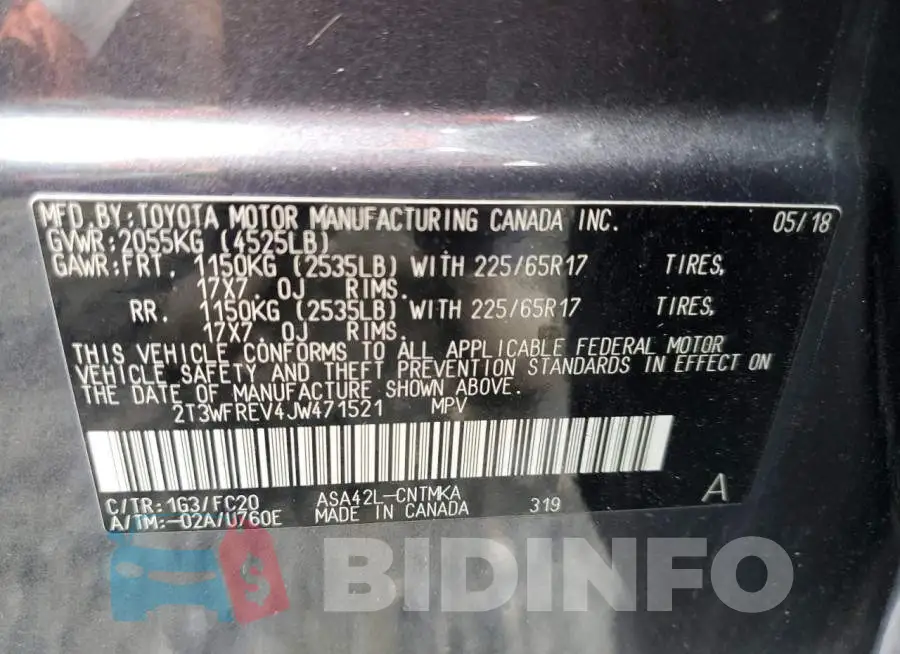 2T3WFREV4JW471521 Photo# 10